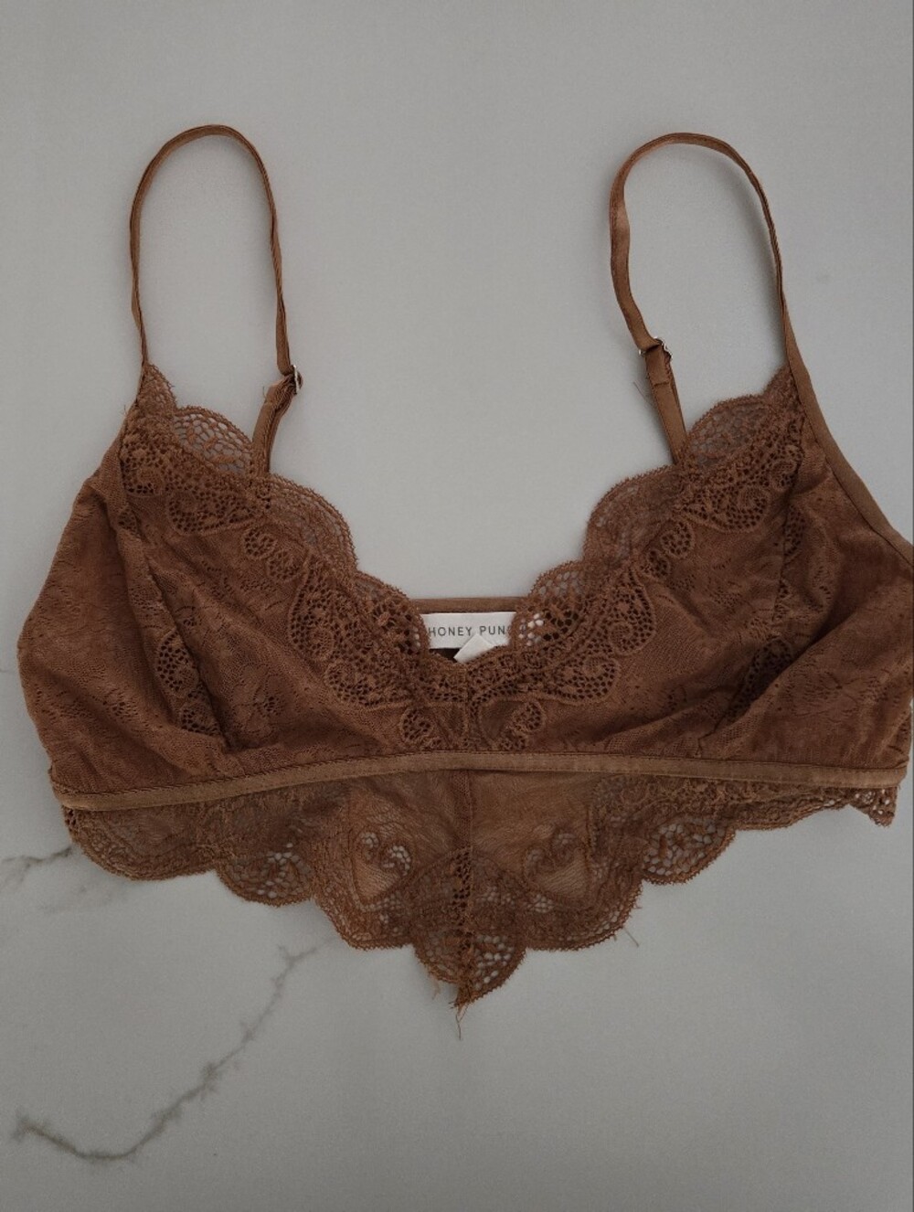 Honey Punch Chestnut Brown Lace Bralette